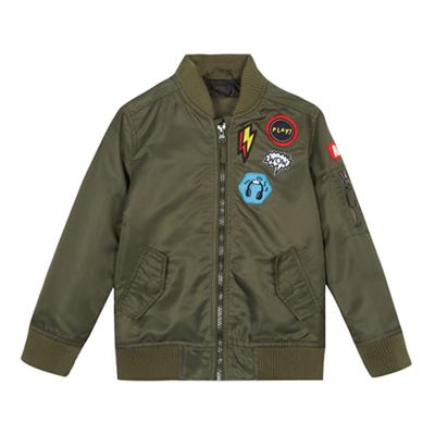 Boys' khaki badge applique bomber jacket